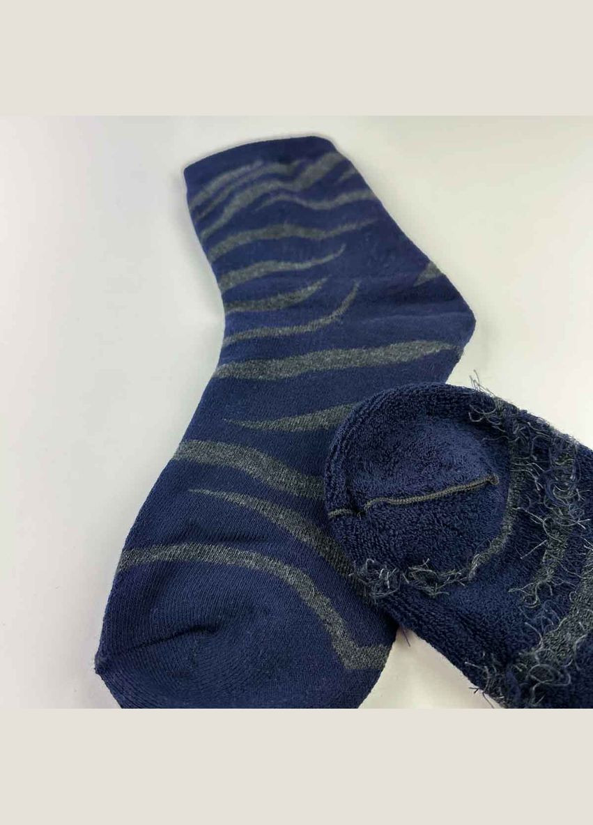 Темно-сині теплі шкарпетки жіночі класичні в смужку греві високі 36-41 GM Textile (313399517)