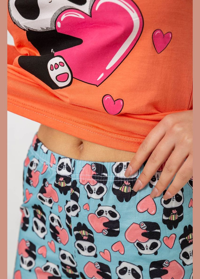 Блакитна всесезон жіноча піжама з принтом Fashion