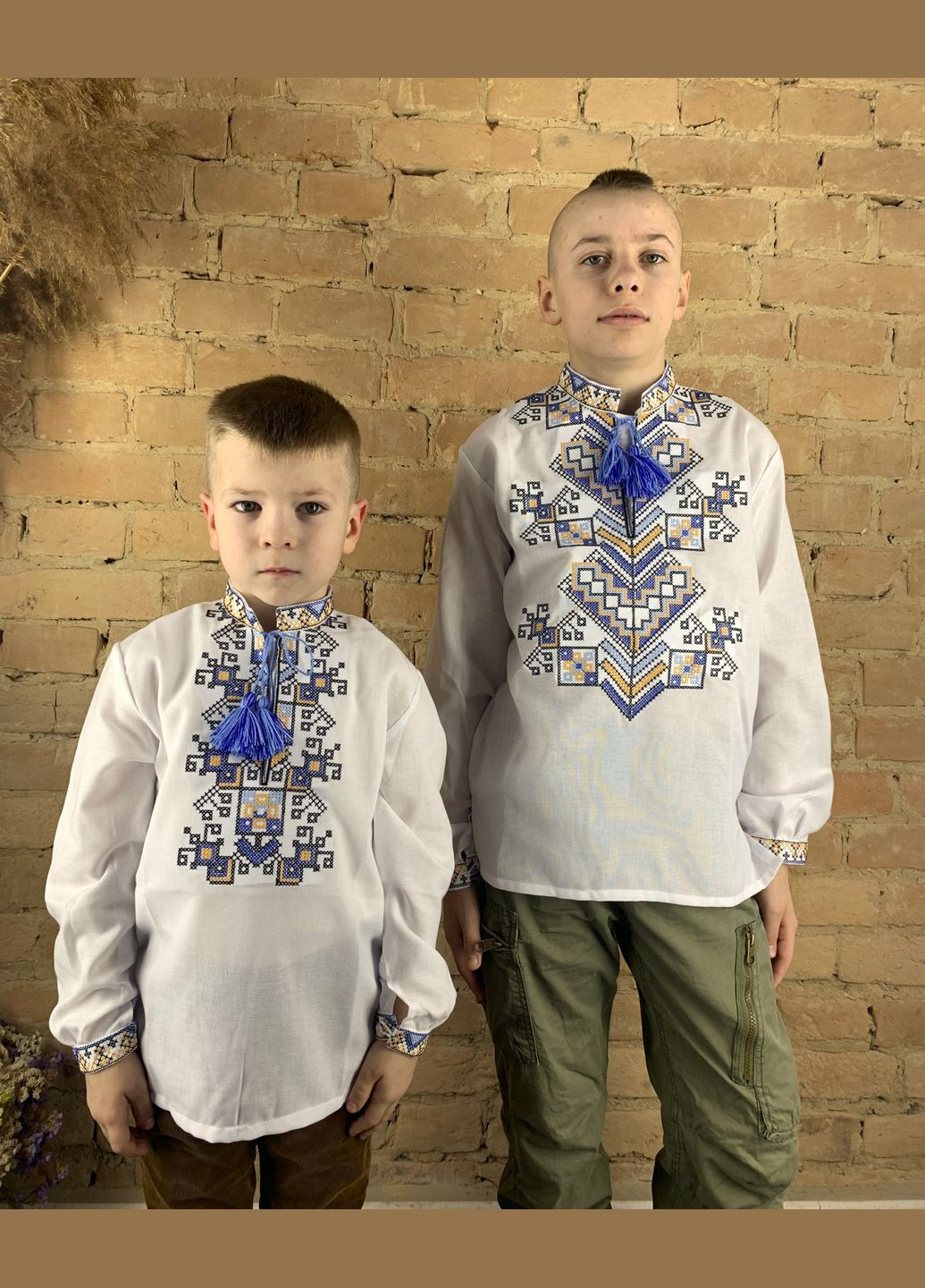 Белая подростковая вышиванка дерево жизнь синяя 2 НоКо хлопок (305695283)