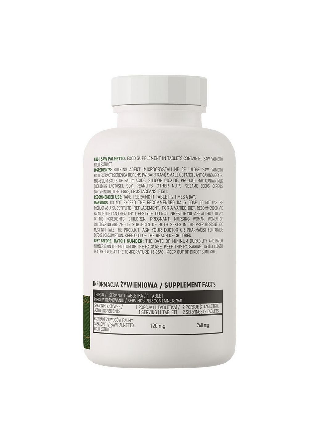 Натуральная добавка Vege Saw Palmetto, 360 таблеток Ostrovit (296260666)