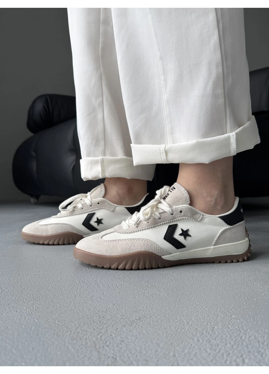 Чорні літні кеди converse run star trainer beige/black конверс ран стар No Brand