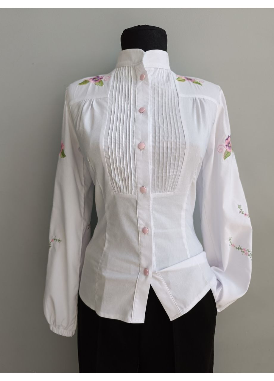 Белая женская блузка с вышивкой 2 Льва (354830325)