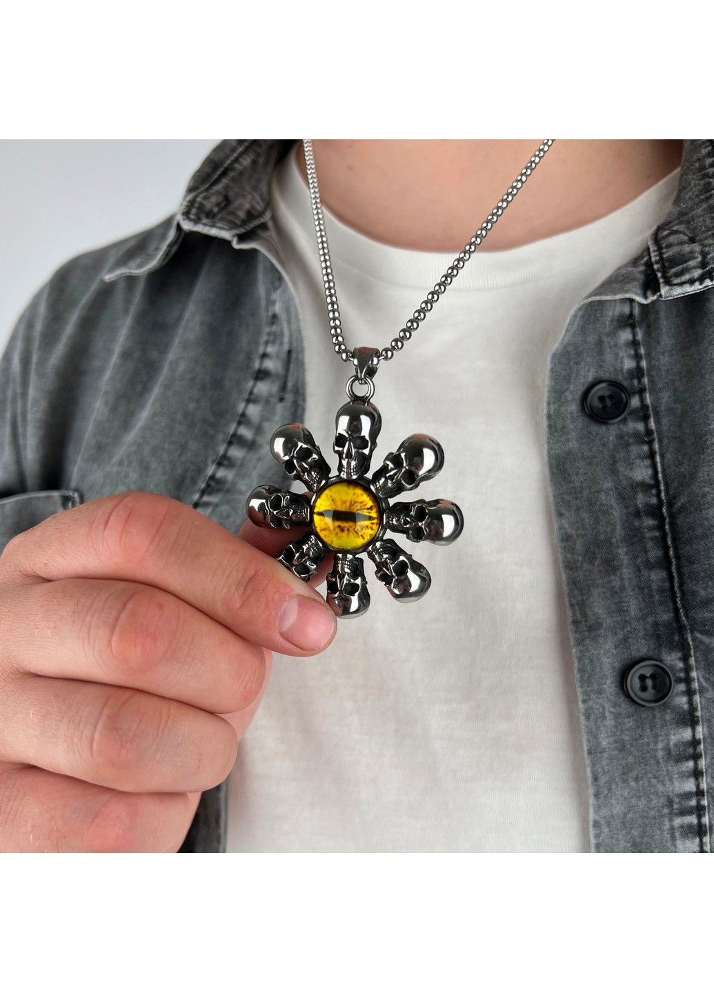 Готичний панк кулон черепи з нержавіючої медичної сталі PS-120 No Brand (299340041)