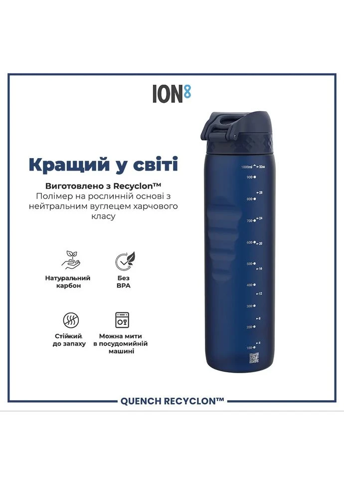 Пляшка для води Recyclon 1000 мл Синя ION8 (387371239)