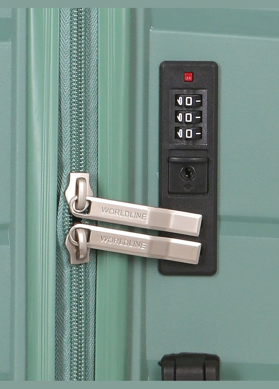 Чемодан средний М полипропилен зелёный 65х43х25/63л/3.1кг/Worldline288 WORLDLINE (324802034)