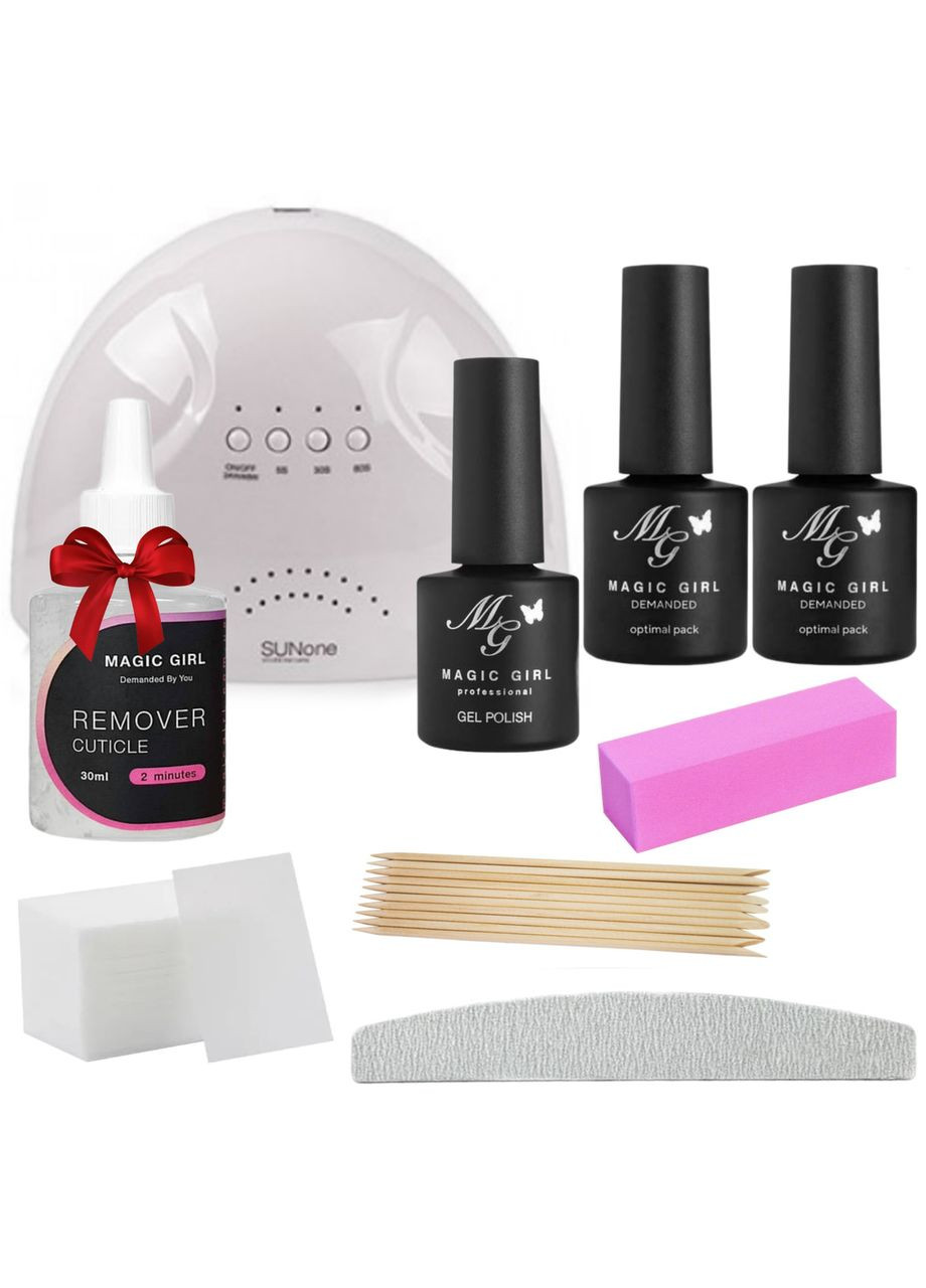 Стартовый набор для маникюра с гель лаком с лампой UV/LED Sun One 48 Вт + Подарунок Magic Girl (303635289)