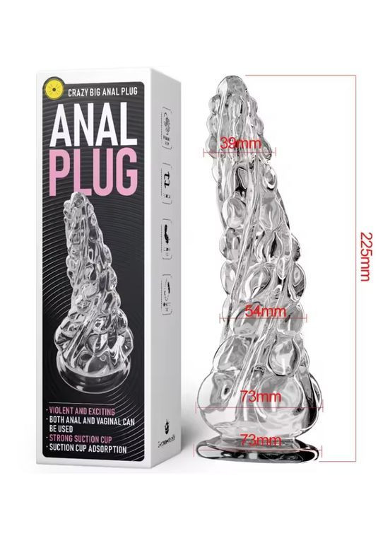 Фалоімітатор Дракон прозорий 22.5 см, фантазійний рельєфний фалоімітатор для анальної та вагінальної стимуляції No Brand (366454120)