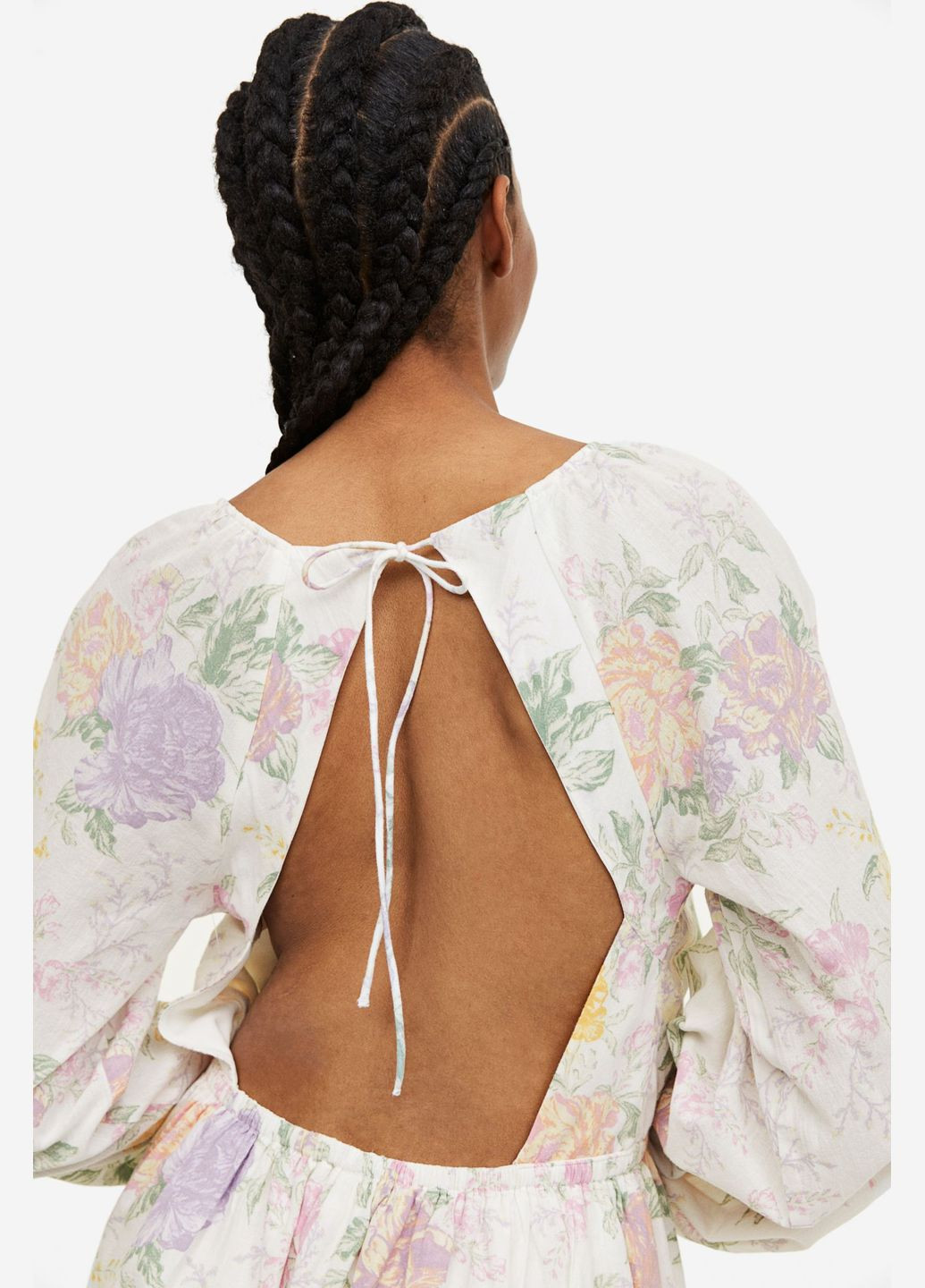 Молочное повседневный платье H&M с цветочным принтом