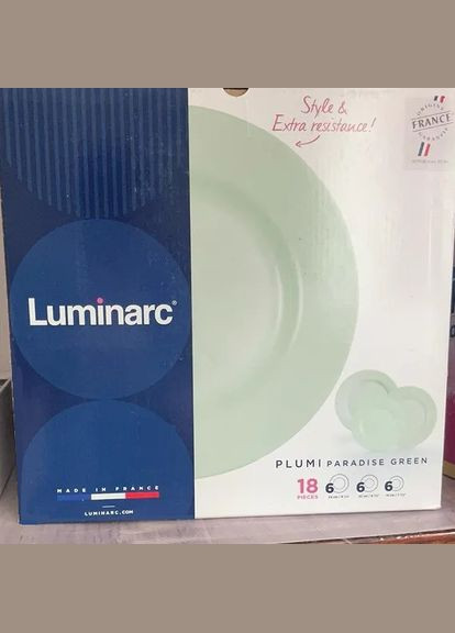 Столовий сервіз Plumi Paradise Green з 18 предметів (V9232) Luminarc (333706688)