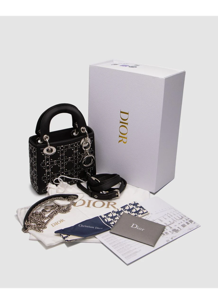 Сумка Dior Mini Lady Bag Black Strass Cannage Satin Діор (377508161)
