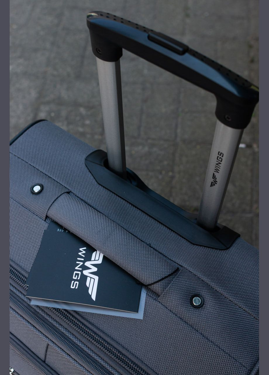 Чемодан тканевый 2501 размер L большой на 4 колесах, цвет черный Wings 2501/4 (338182685)