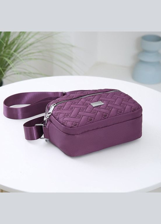 Жіноча класична сумка крос-боді 8809 на ремінці на три відділи фіолетова No Brand (306709414)