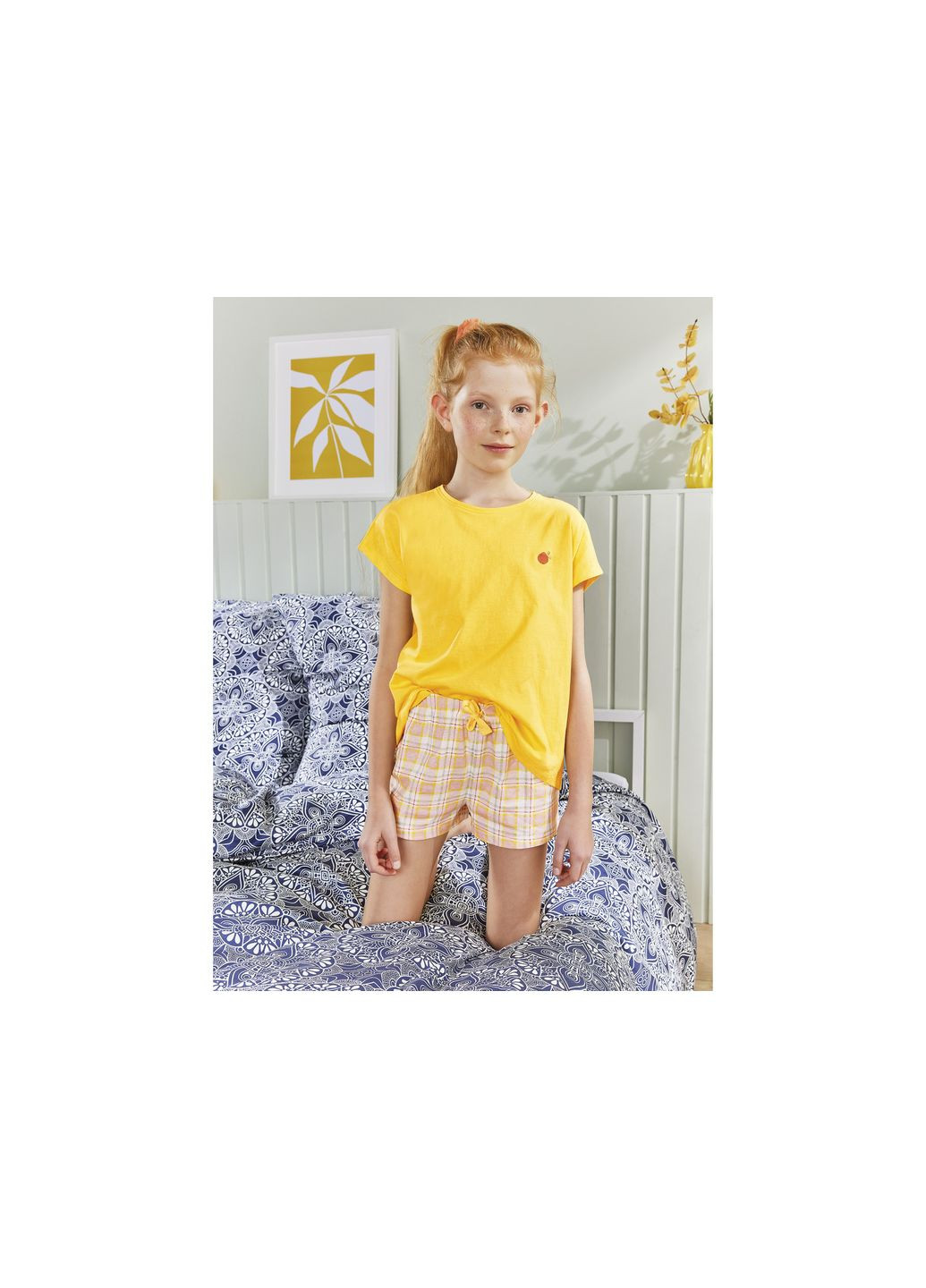 Жовта піжама (футболка і шорти) для дівчинки 409979 жовтий Pepperts