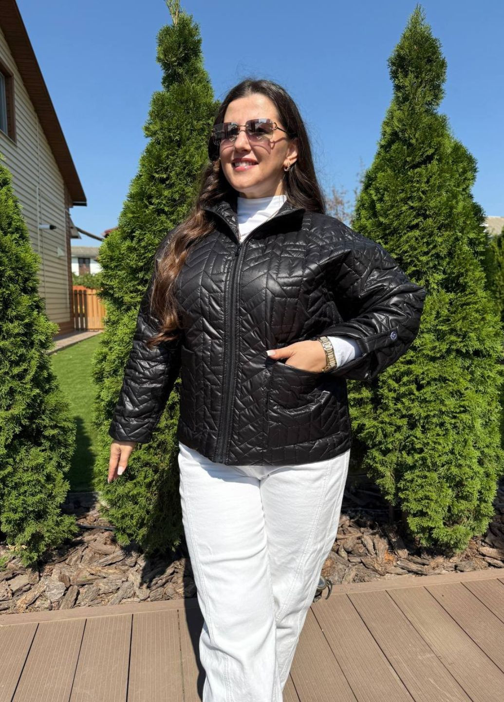 Чорна демісезонна стьобана коротка куртка куртка-піджак Tik-Tak