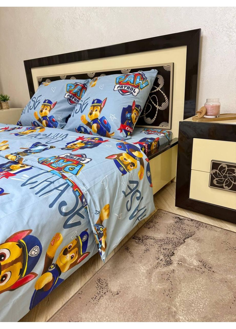 Постільна білизна бавовняна Гончик Півтораспальна 150 x 220 Бязь Блакитна 70 х 70 No Brand (352200462)