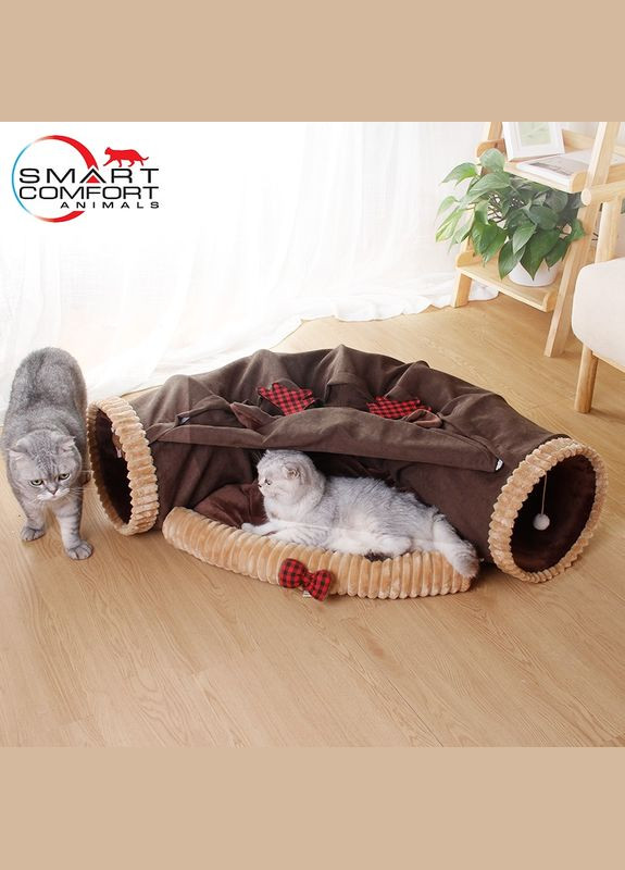 Будиночок для кота Smart Comfort Animals GX-93 коричневий ігровий Будиночок для кішки з секретним тунелем і спальним місцем Smart Comfort System (292632178)