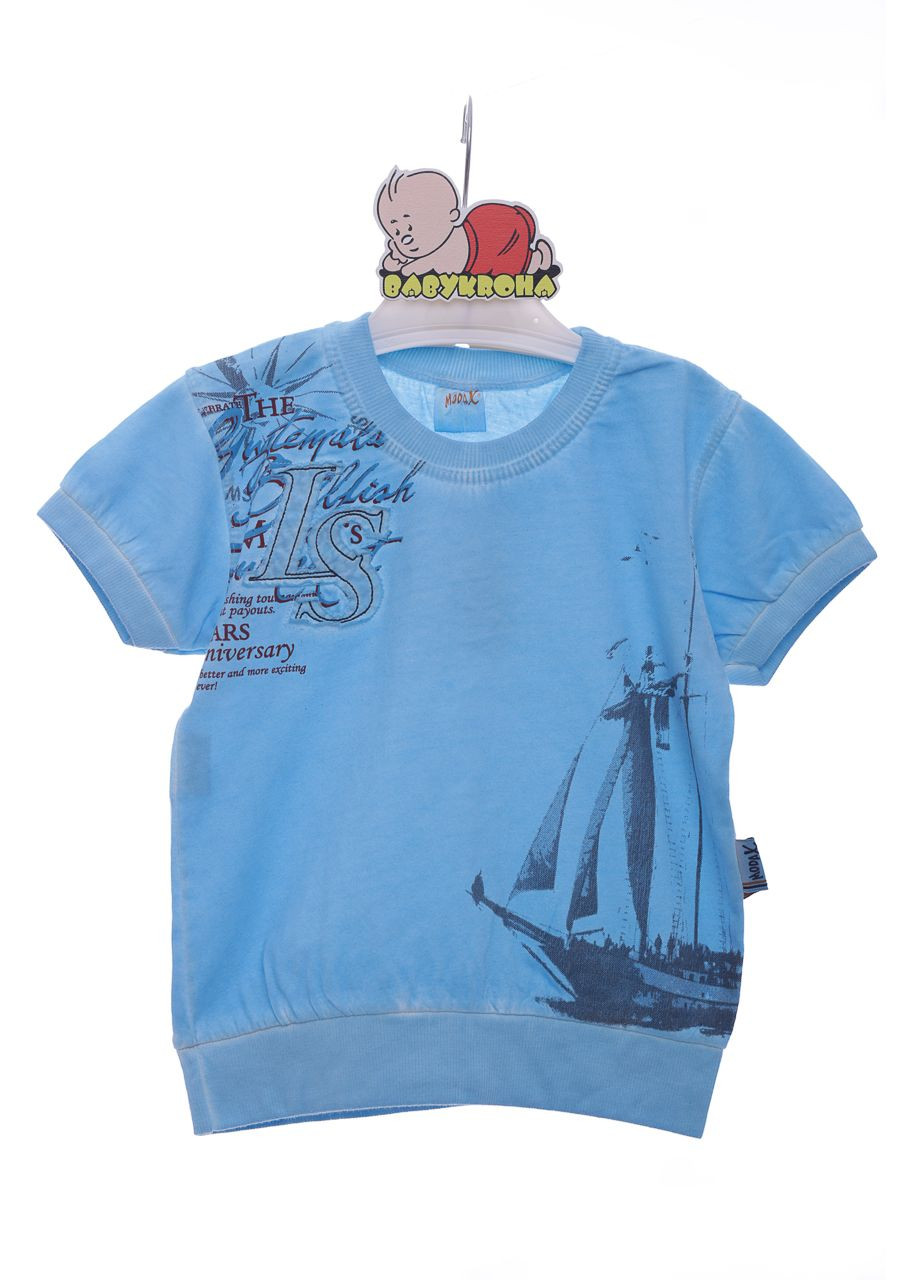Голубая летняя футболка для мальчика трикотажная ls голубая см (38147) BABYKROHA