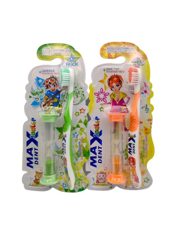 Зубная щетка детская 2-х цветная с песочными часами MaxDent 7116 STS Cosmetics (340109839)