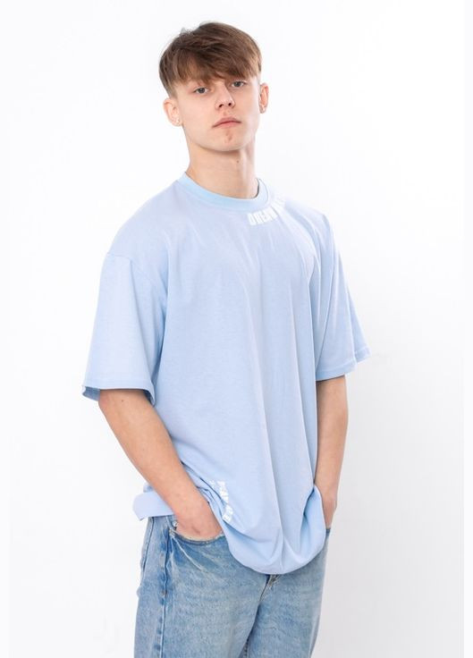 Голубая футболка мужская (оверсайз) с коротким рукавом Носи своє