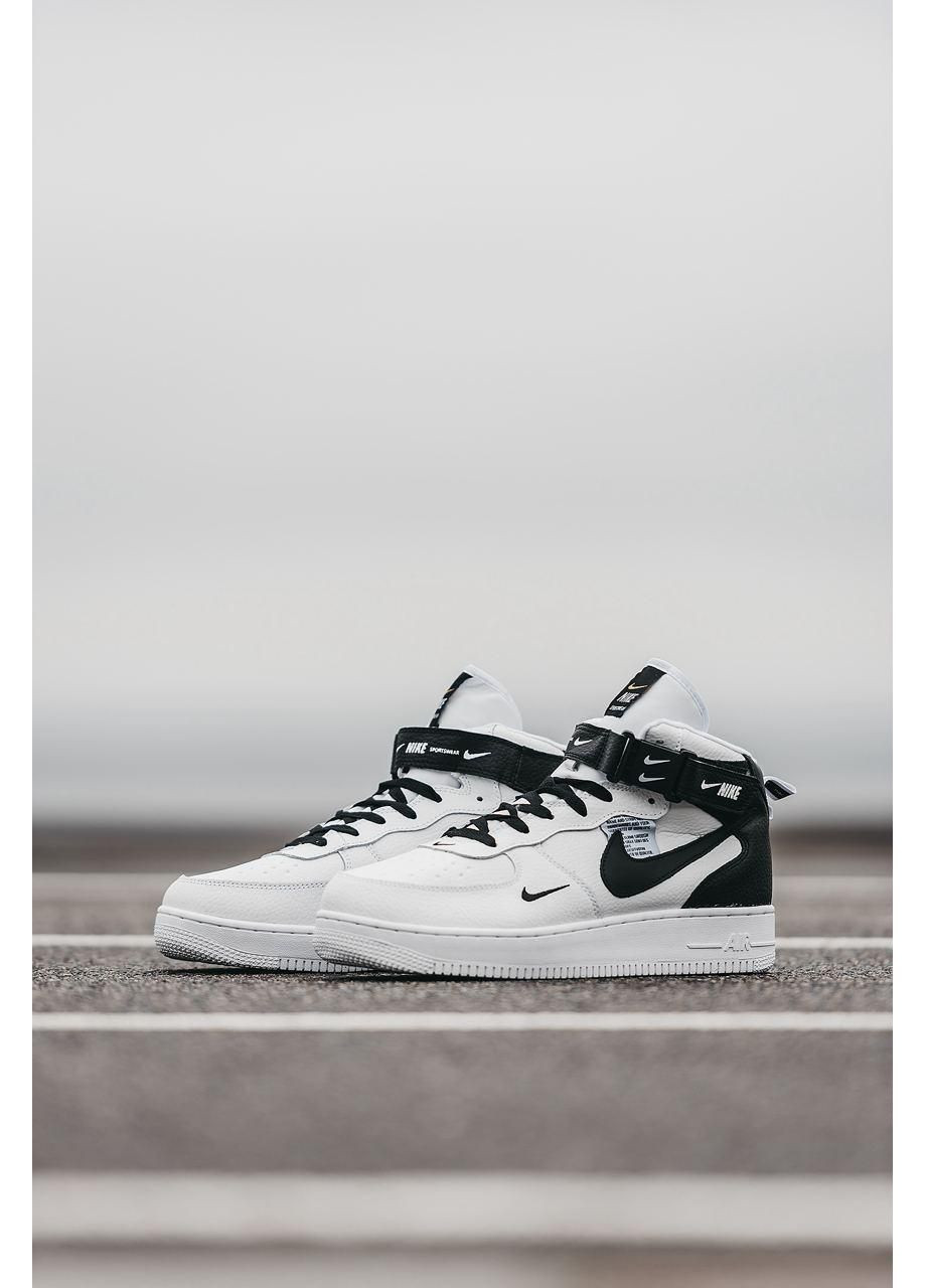 Чорні Зимовий кросівки чоловічі nike air force 1 lv8 mid white black найк аір форс 1 преміум No Brand
