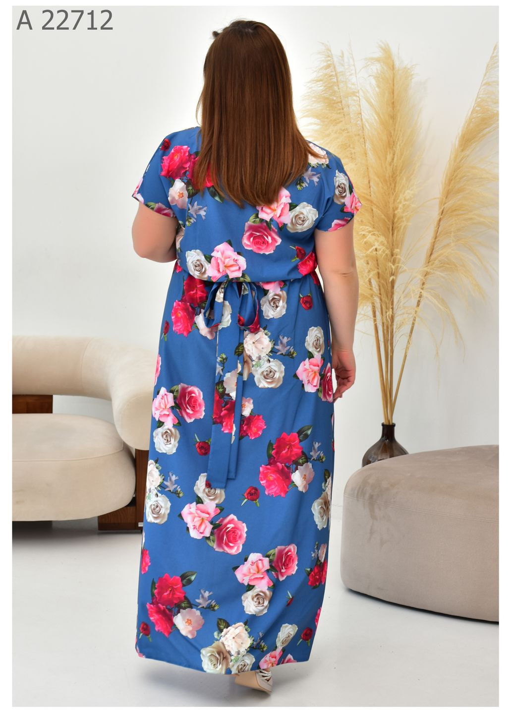 Синя повсякденний жіноча літня сукня великого розміру SK
