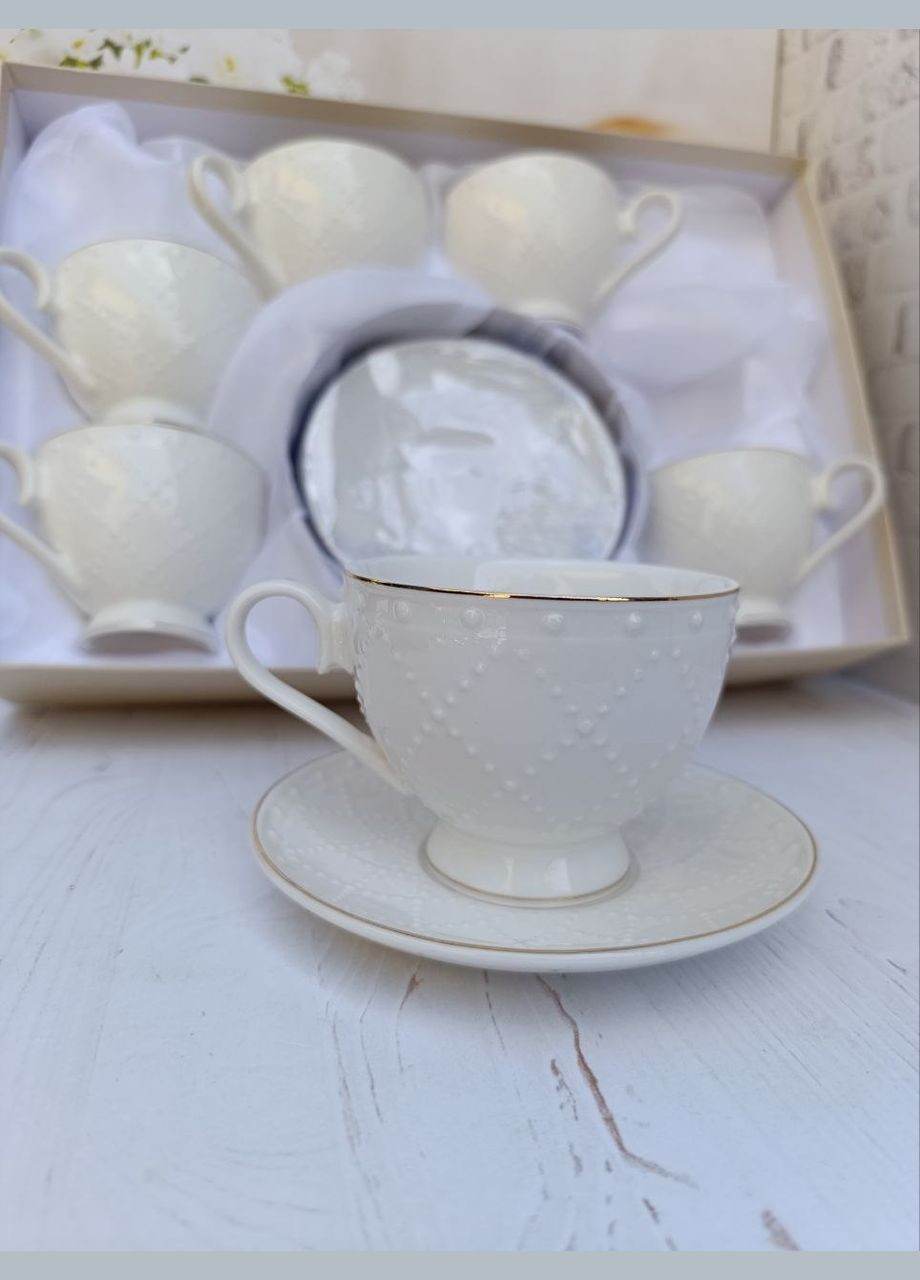 Чайный сервиз Аделин фарфор 250 мл 12 предметов Белый 17162-00 SNT (338195403)