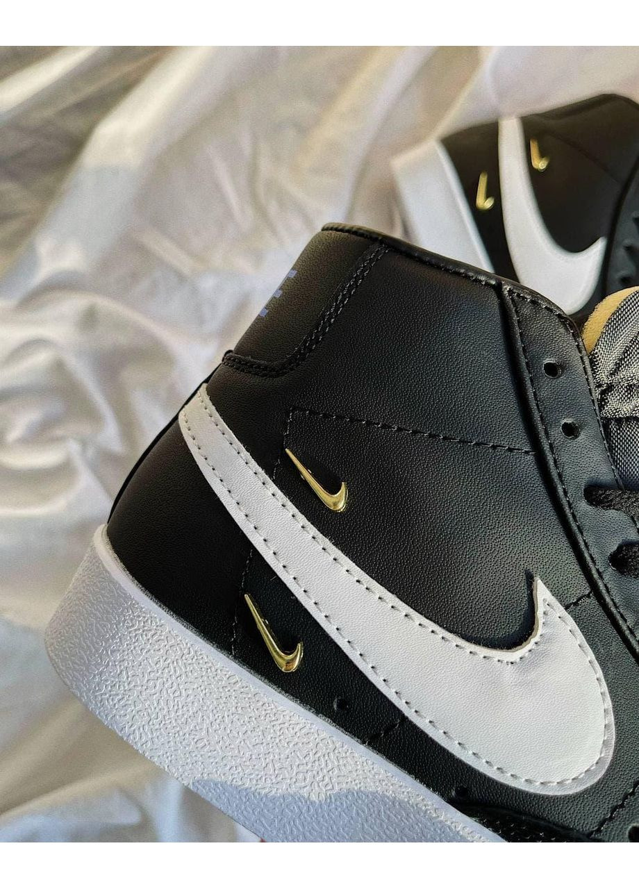 Черные демисезонные кроссовки мужские nike blazer mid black white найк блейзер No Brand