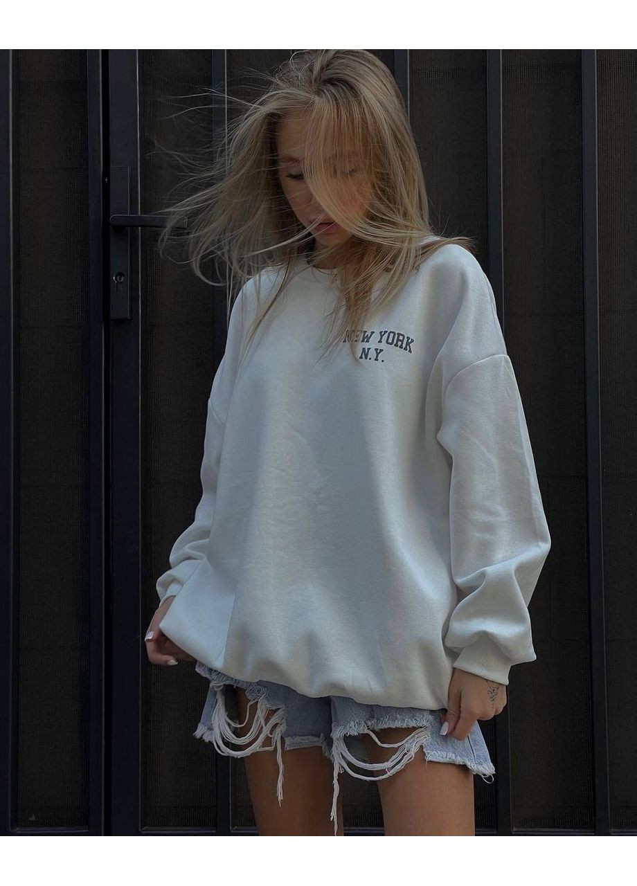 Белый свитшот женский однотонный Style Point надпись без декора (355801945)