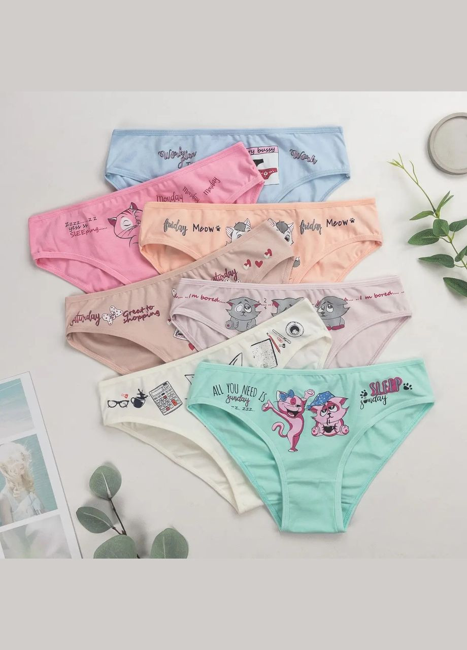 Набор женских базовых трусиков неделька - 7 шт. Nicoletta (340276967)