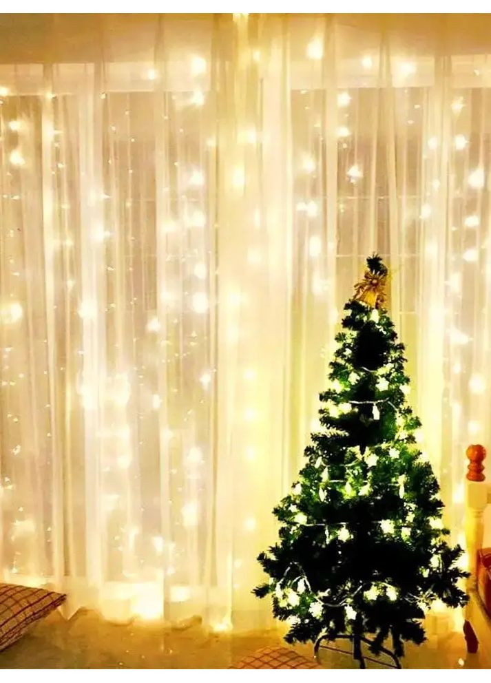 Праздничная гирлянда занавеса "Штора" на окно 200LED 3х2м Мультицветный цвет диодов теплый USB Benson (367074007)