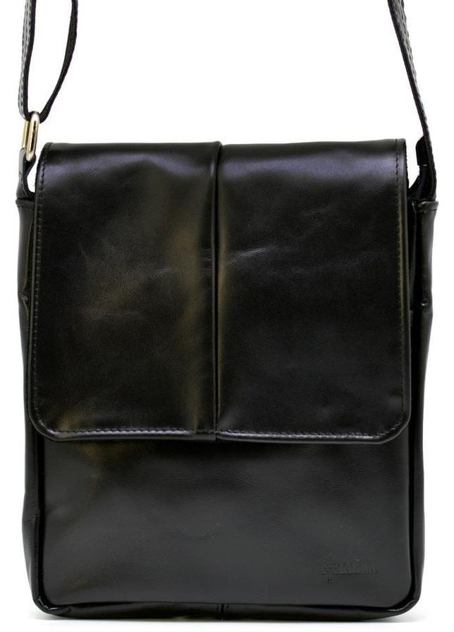 Сумка мессенджер через плечо мужская из натуральной кожи маленькая для документов формата А5 или для планшета Черный 35780 TARWA (337466456)