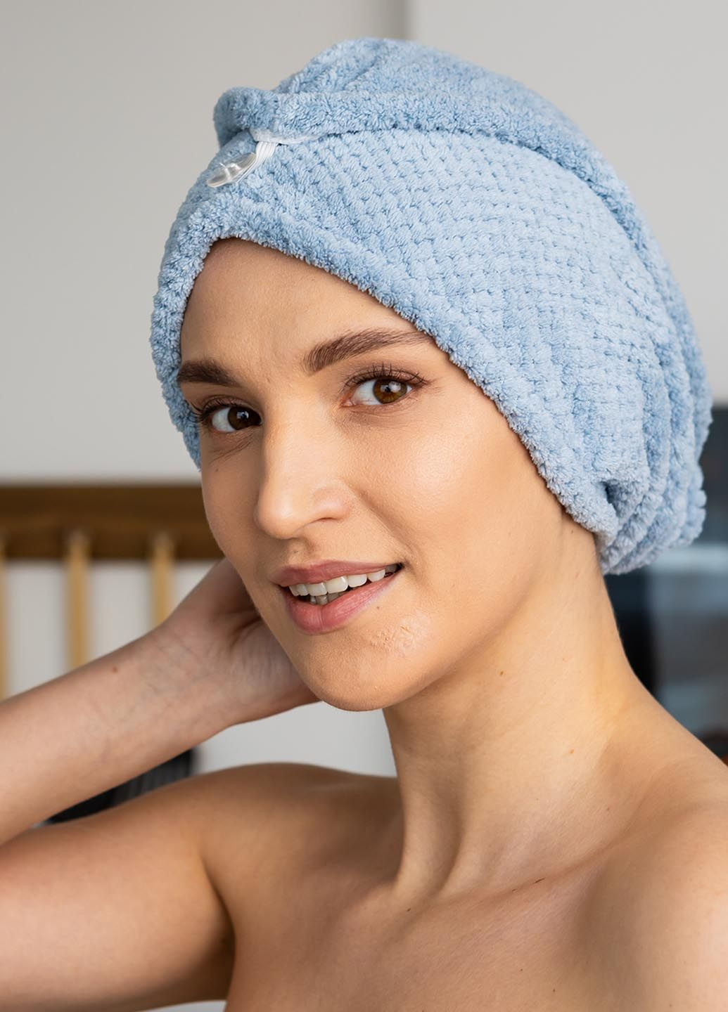 Homedec женский набор полотенцехалат с шапочкой 140х80 см, микрофибра однотонный голубой производство - Турция