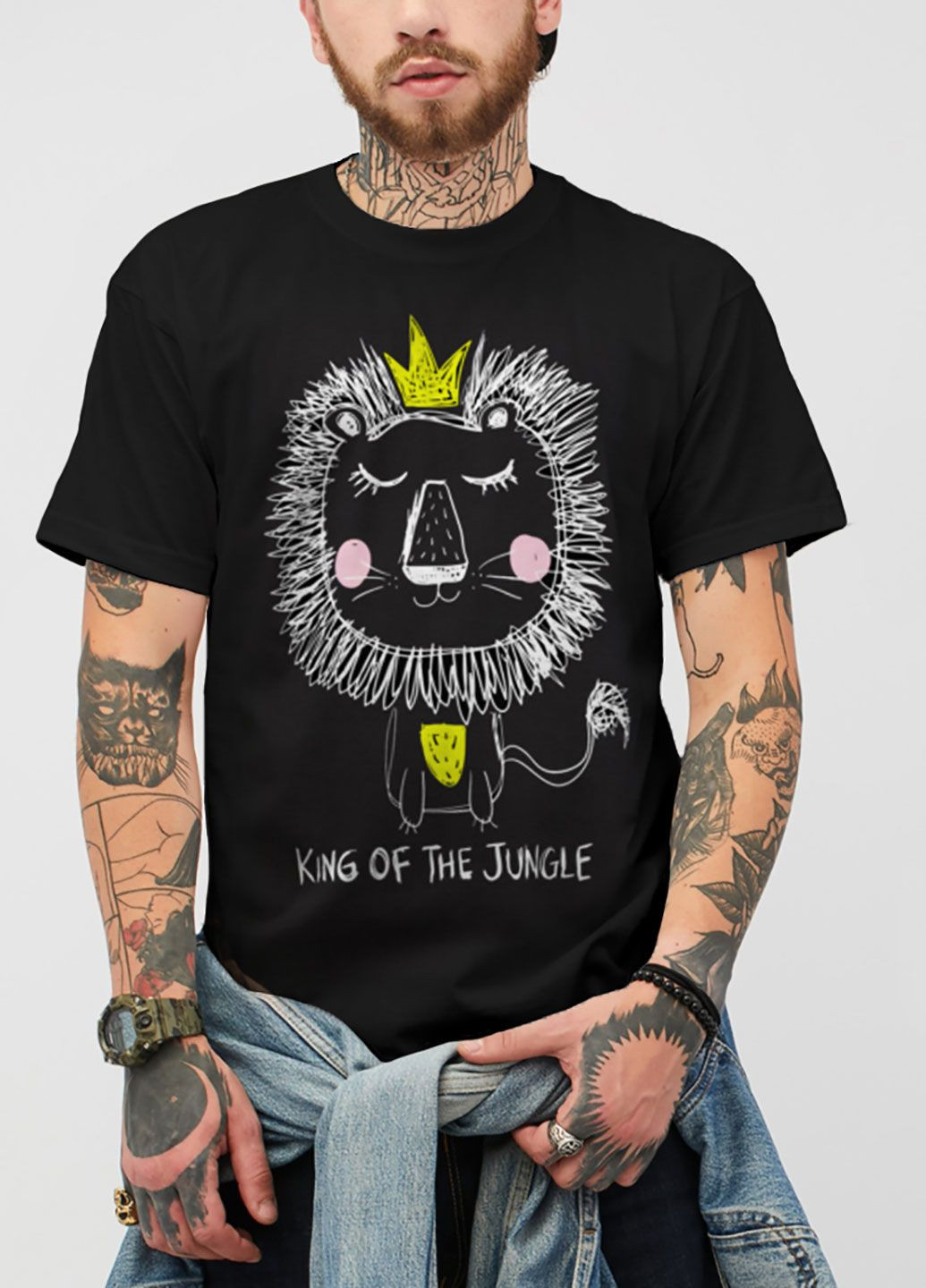 Черная футболка мужская черная king of the jungle Love&Live