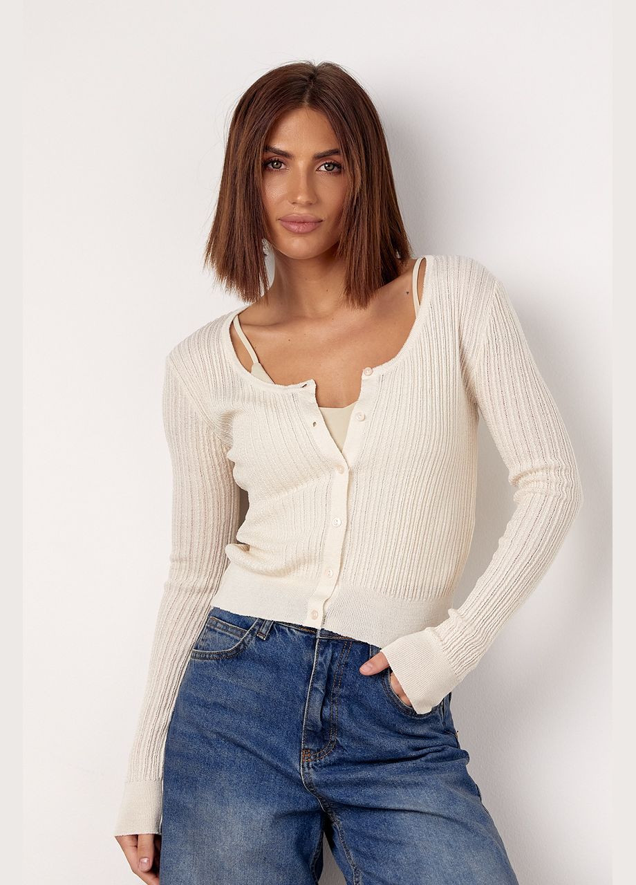 Молочный демисезонный кардиган Lurex