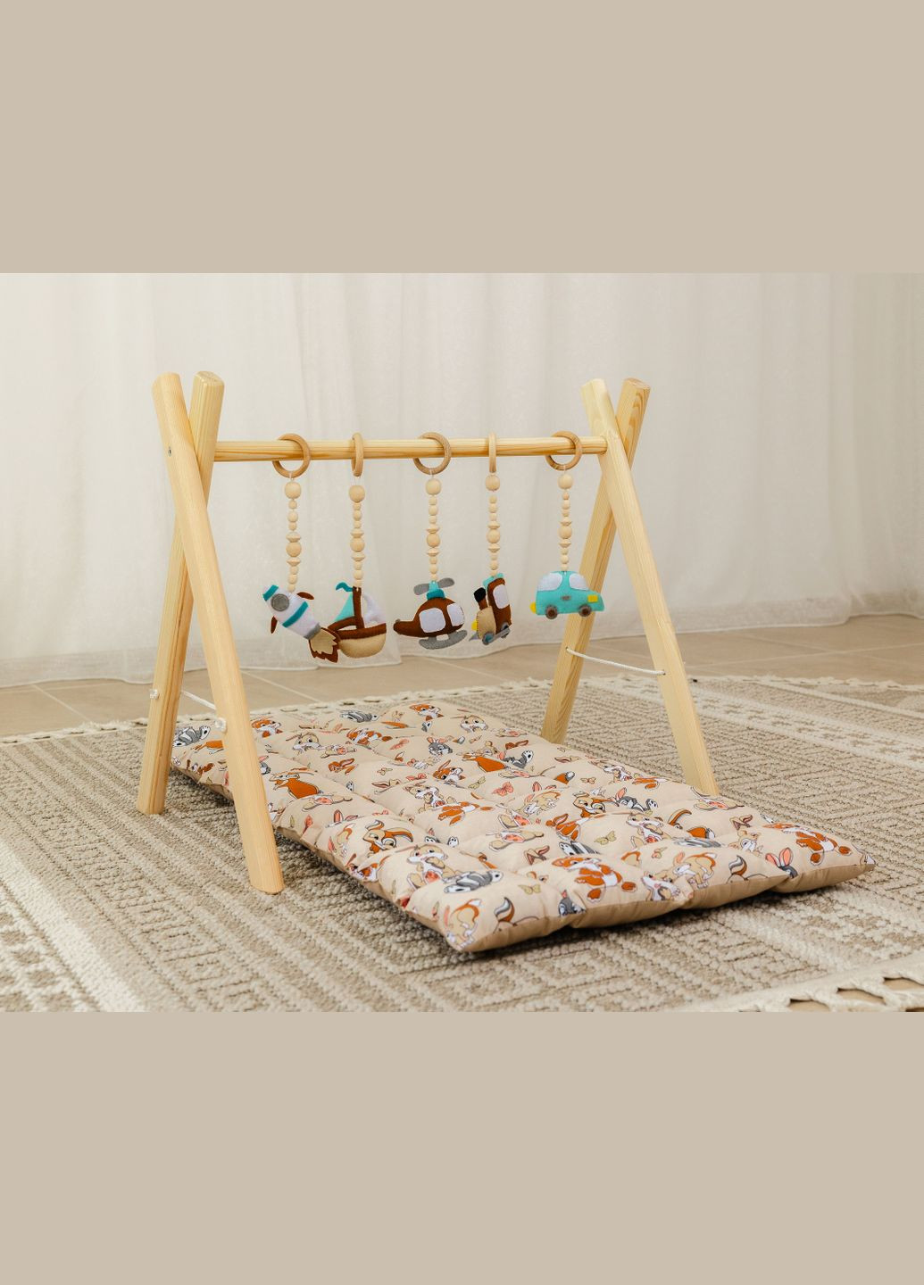 Мобіль дитячий підлоговий BabyGym XRMASTER Веселі мандри з матрациком Funny rabbits No Brand (347584730)