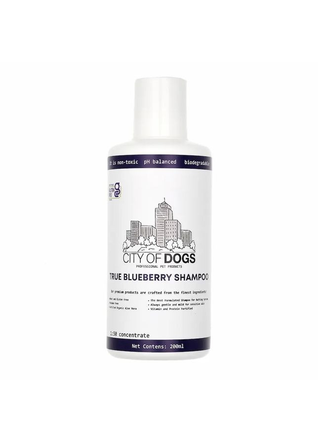 Шампунь з чорницею для блиску True Blueberry, 500 мл City of Dogs (355928996)
