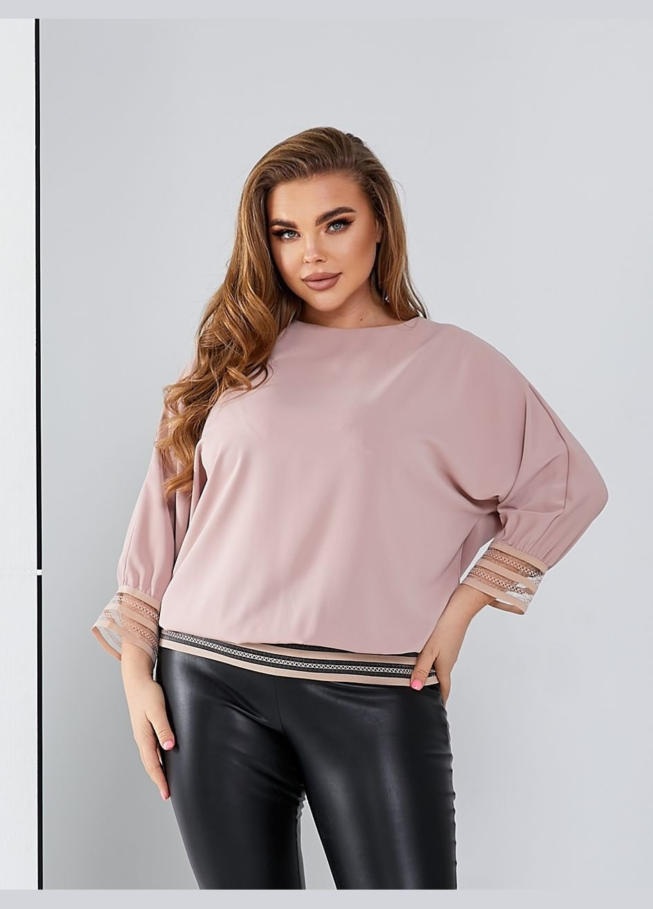Розово-лиловая шелковая блузка No Brand