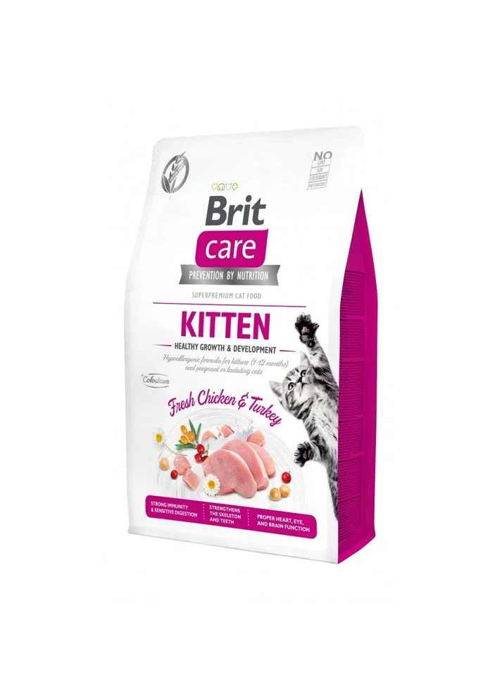 НАБІР Корм сухий GF Kitten Healthy Growth and Development д/кошенят курка та індичка 2 кг + 400 г Brit Care (386995557)