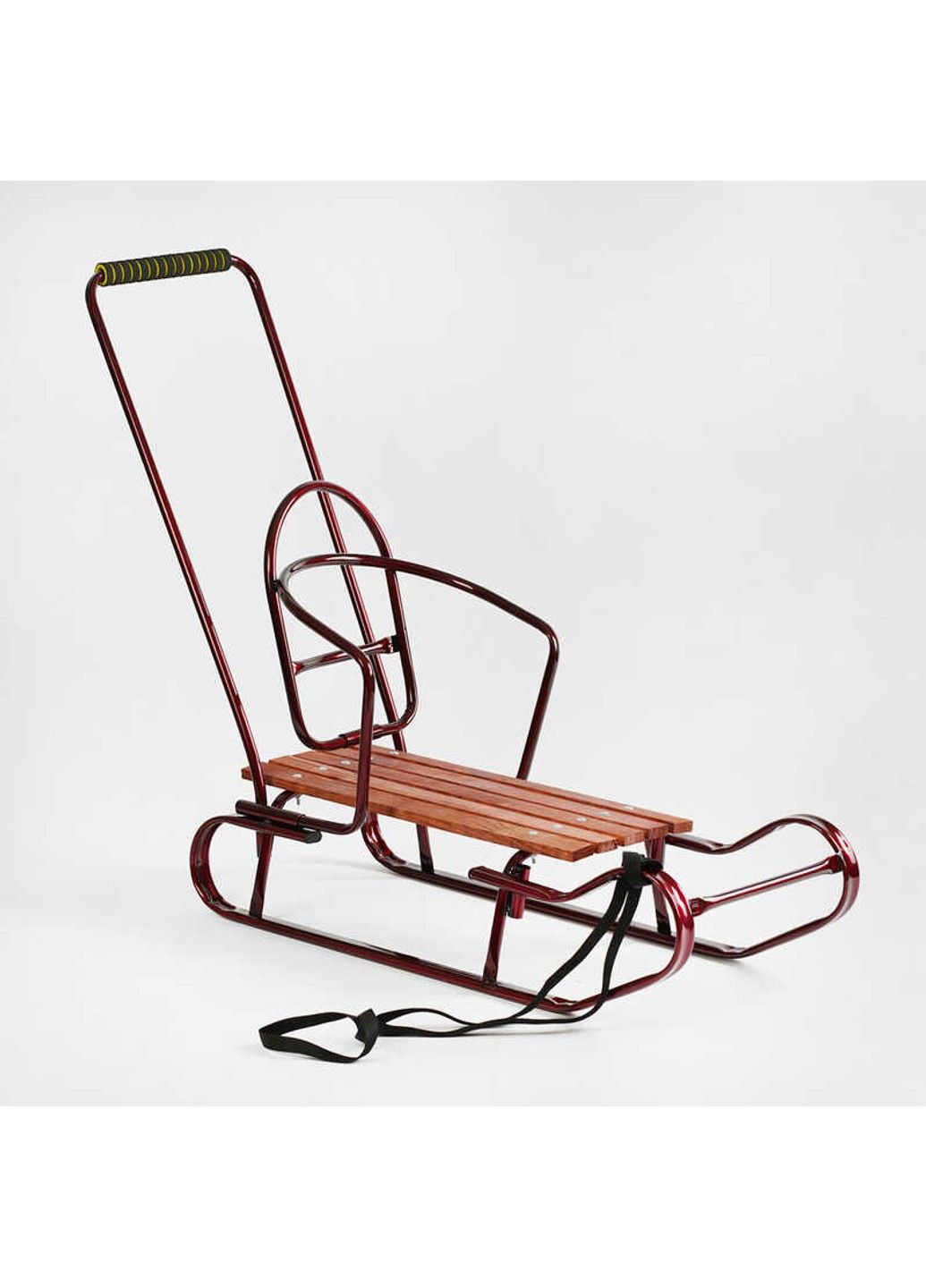 Санки "Королівські" 24506 плоскі полозья, з ручкою, колір бордовий (1) No Brand (305825567)