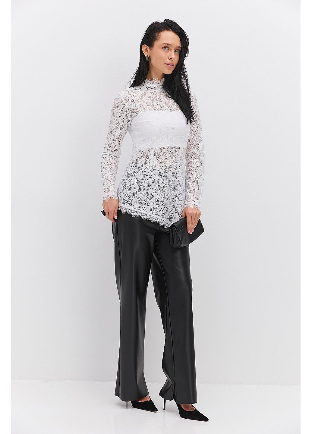 Белая кружевная блуза белая с асимметричным низом и топом в комплекте Arjen