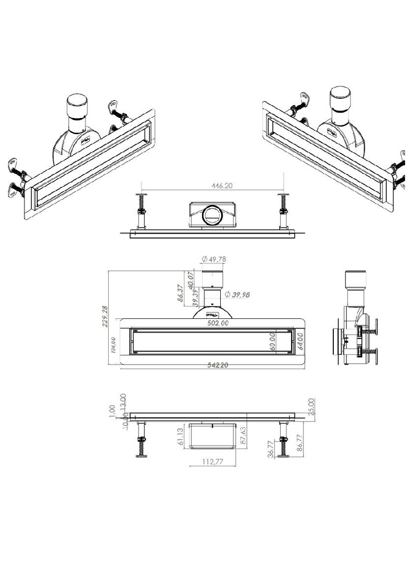 Трап лінійний душовий TM256-C-50 TILLO (367581828)