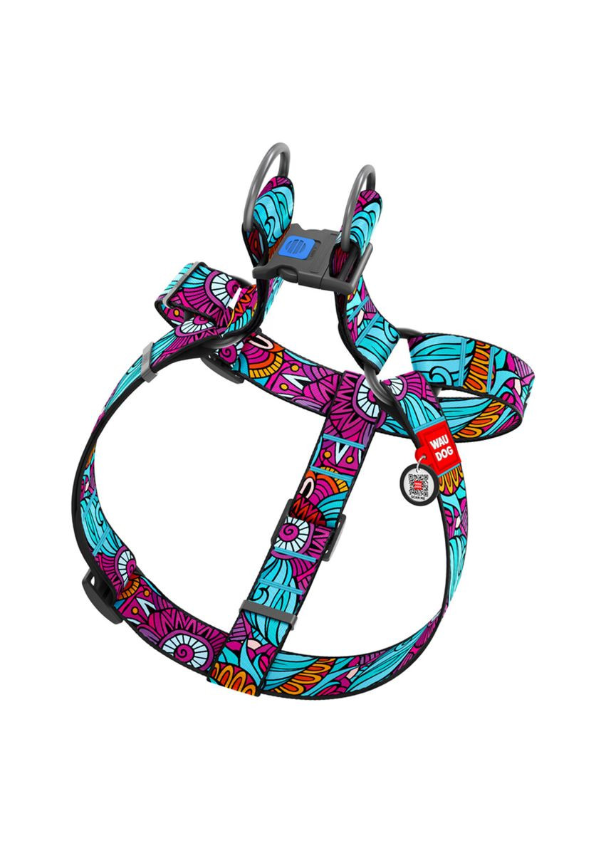 Шлея для собак Nylon з QR паспортом, XL, Ш 35 мм, А=В 70-100 см WAUDOG (322641687)