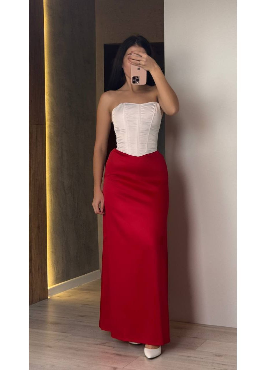 Красная повседневная однотонная юбка женская KaraMix