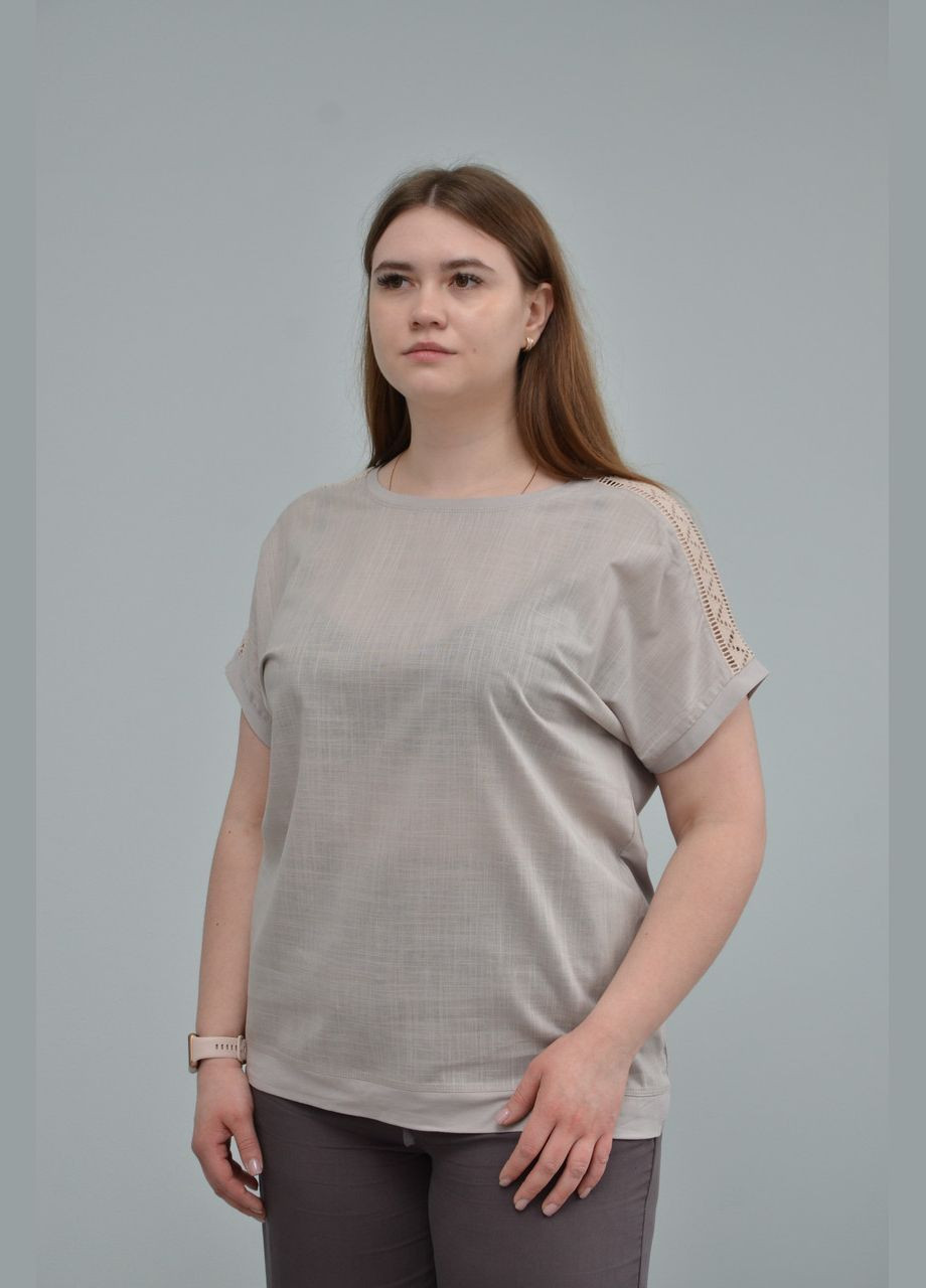Жіноча повсякденна футболка, Бежевий (XL, 2XL, ) 3XL No Brand - (294337707)