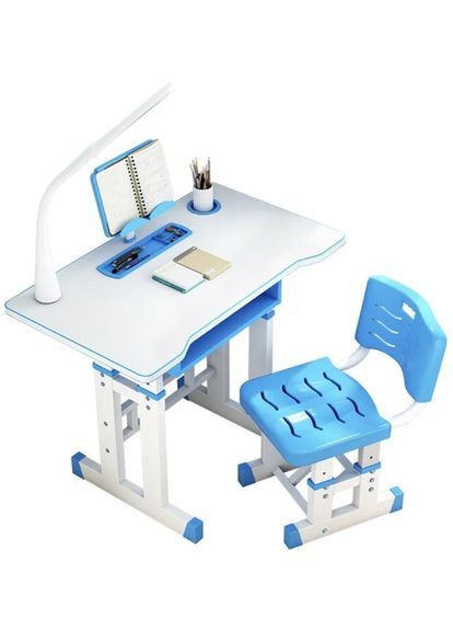 Дитячий стіл-парта зі стільцем та регулюванням висоти Блакитний (2104618701) No Brand (362209635)