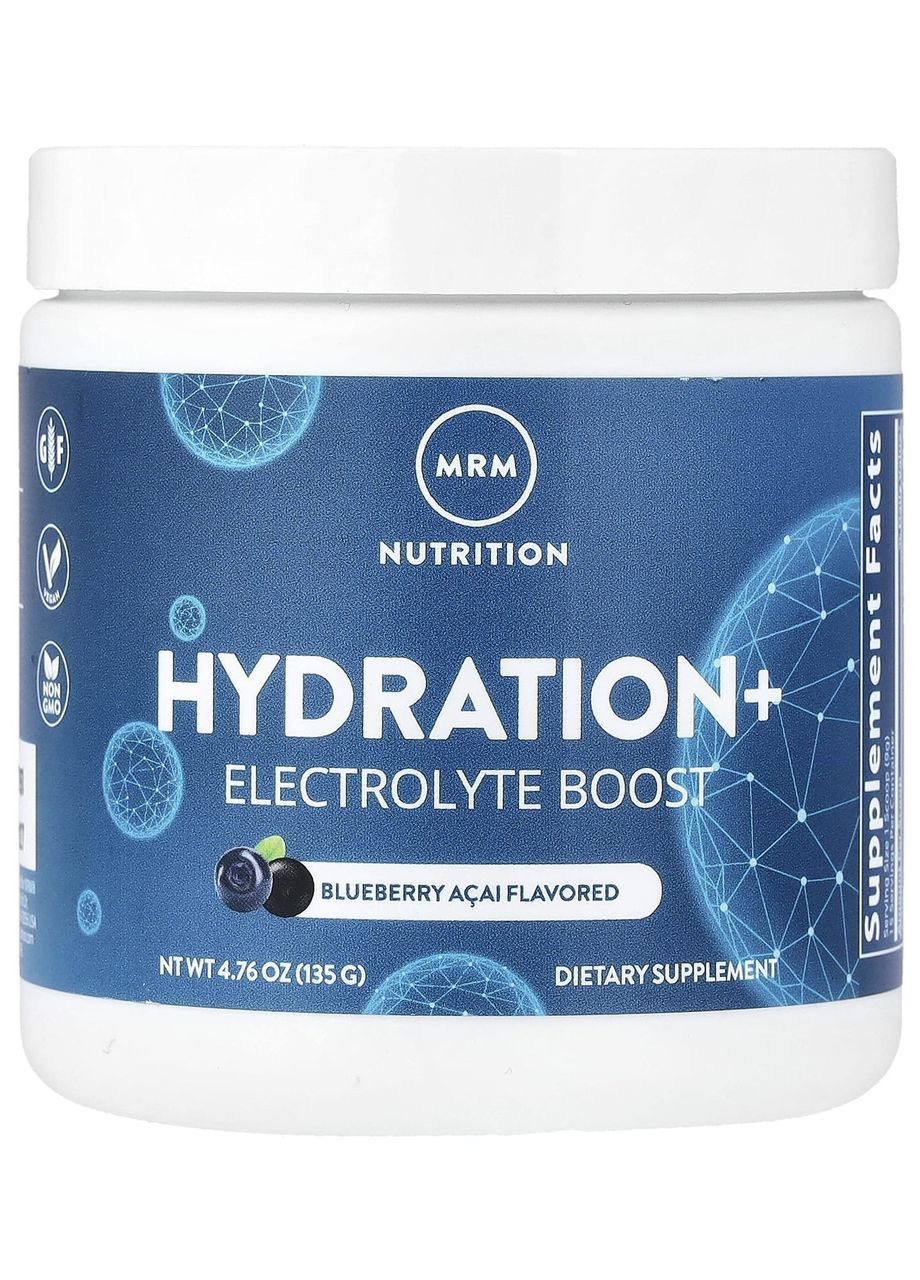 Електроліти Hydration+ для підтримки водного балансу, лохина й асаї, 135 г (4,76 унції),. No Brand (366089712)