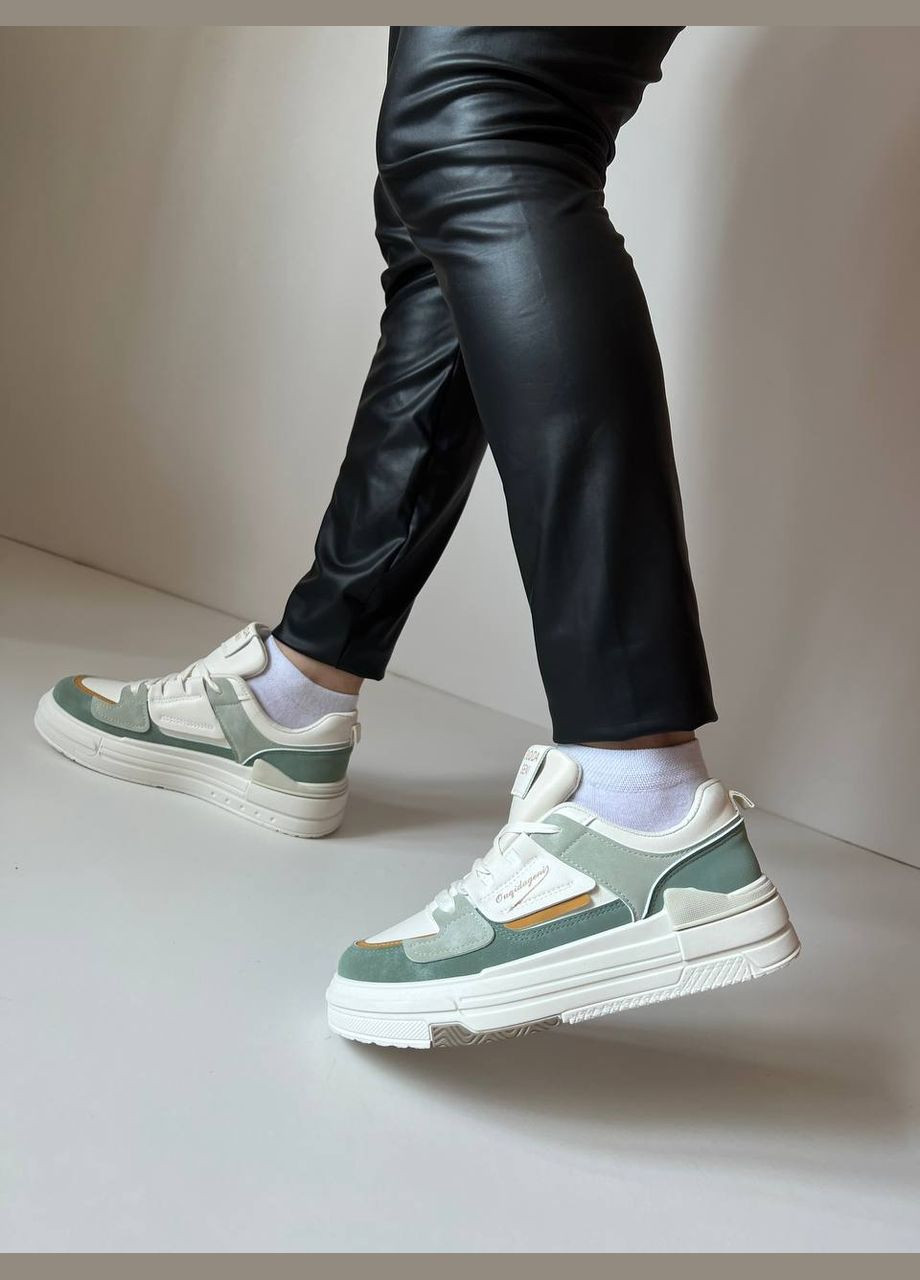Серо-зеленые демисезонные кроссовки женские No Brand