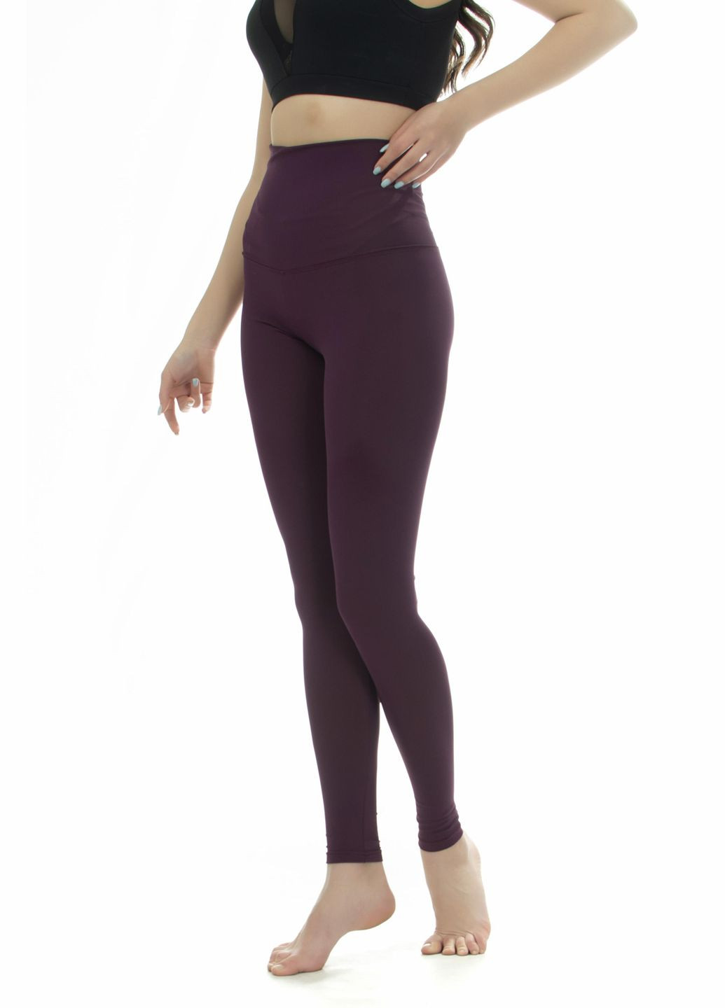 Лосины цвета марсала женские спортивные с высокой посадкой размер S Opt-kolo (286785335)