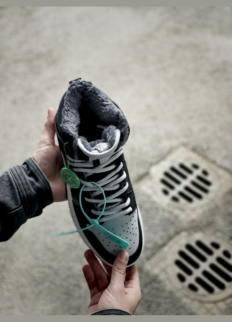 Черные зимние кроссовки зимние мужские nike sb dunk winter high black fur | найк сб данк черные с мехом No Brand