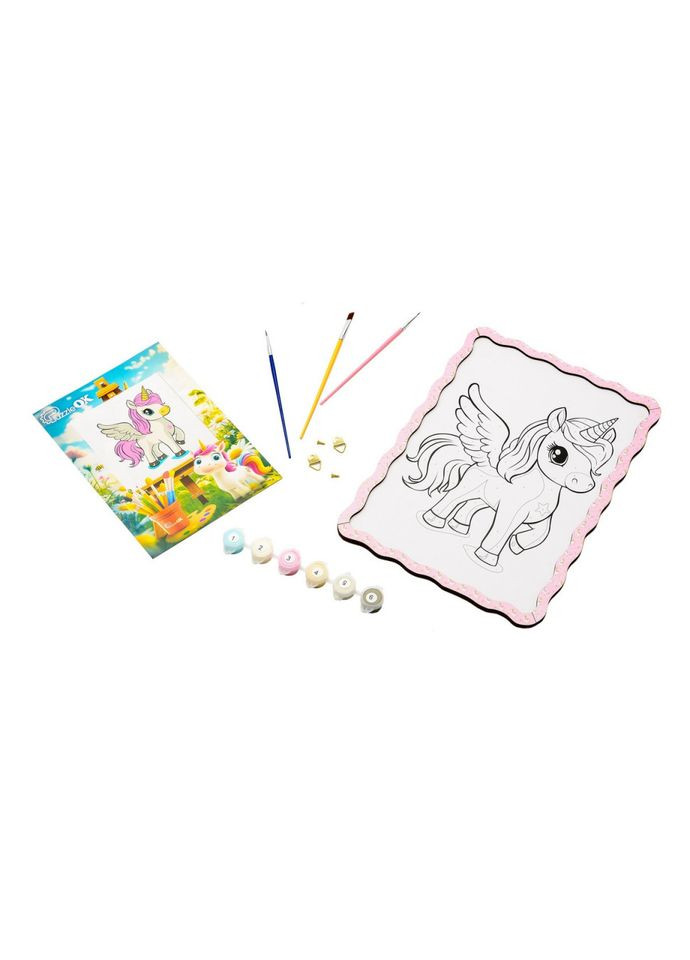 Картина по номерам "Единорог" Puz22943 формат А4 кисточка, краски, крепеж для стены PuzzleOK (315352093)